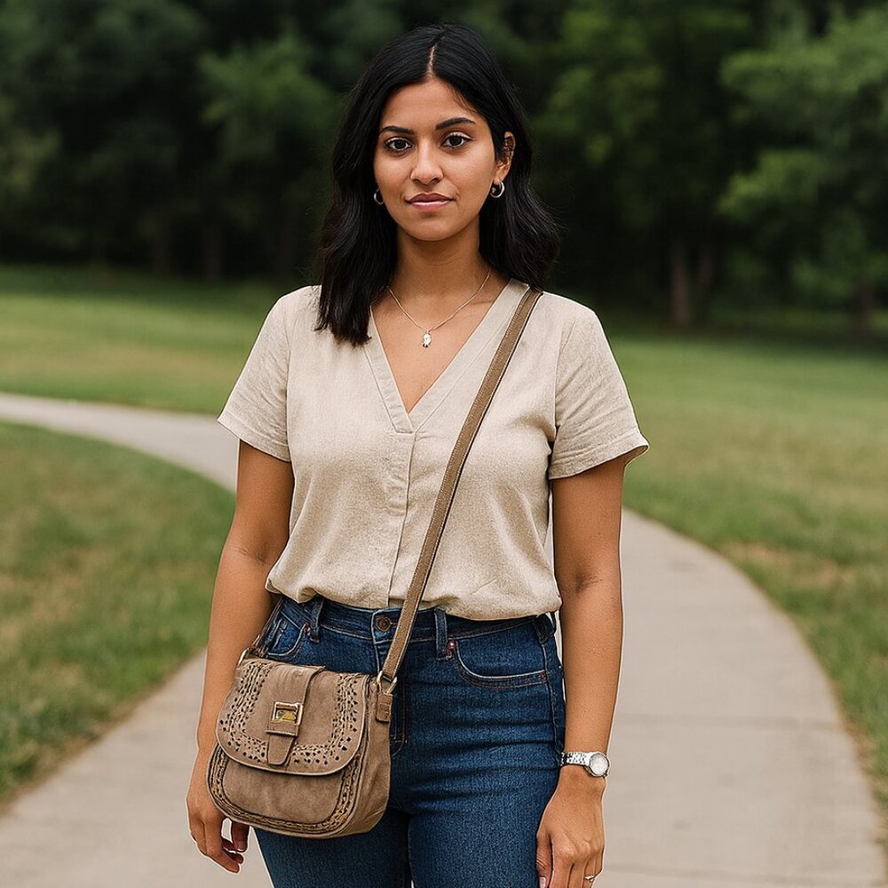 NEW Vegan Leather Brown Hollow Out Bag